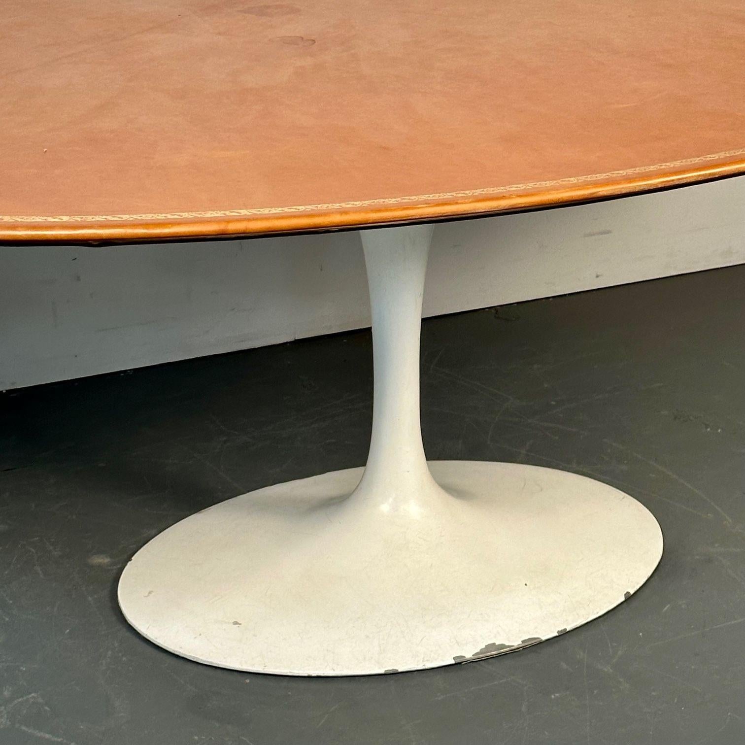 Eero Saarinen Mid-Century Modern Tulip Dining Table, Leather Top, Miles Redd 4