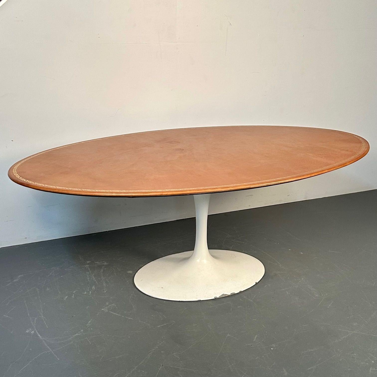 Eero Saarinen Mid-Century Modern Tulip Dining Table, Leather Top, Miles Redd 5