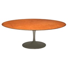 Eero Saarinen Mid-Century Modern Tulip Dining Table, Leather Top, Miles Redd