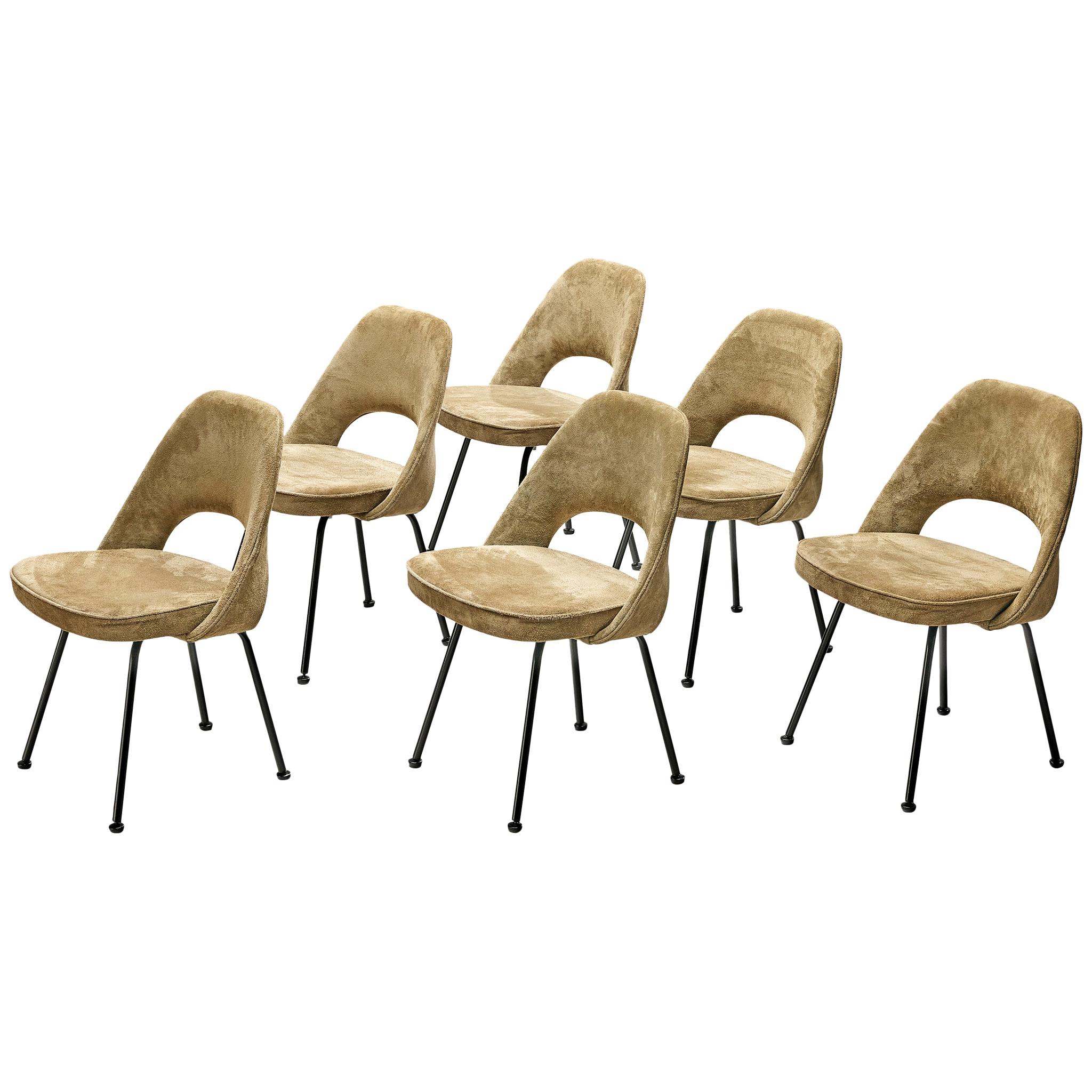 Eero Saarinen "Model 72" Chairs in Taupe Suede