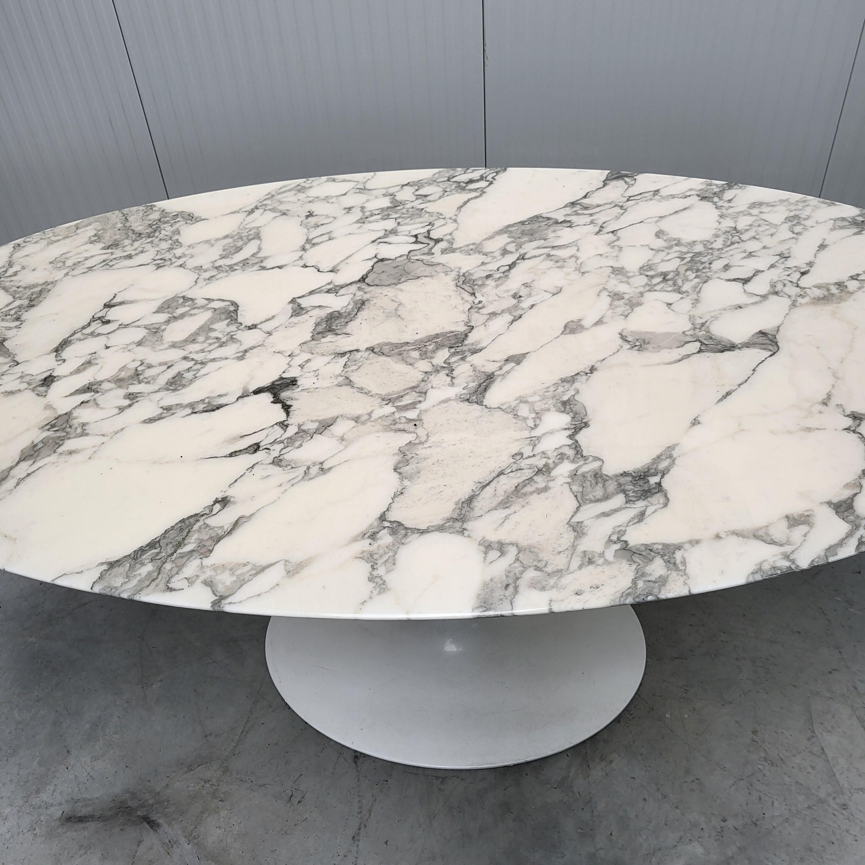 Hand-Crafted Eero Saarinen Oval Marble Tulip Dining Table by Knoll 2006 50th anniversary