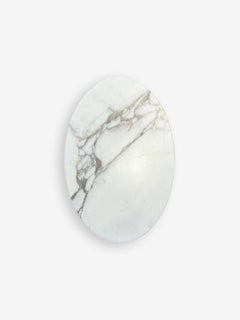Eero Saarinen Oval Side Table with Grey Satin Marble & White Base by Knoll