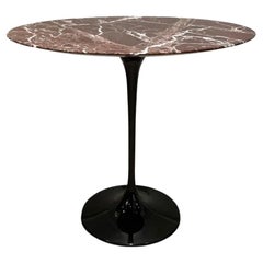 Eero Saarinen Oval Side Table with Rosso Rubino Polished Marble and Black Base