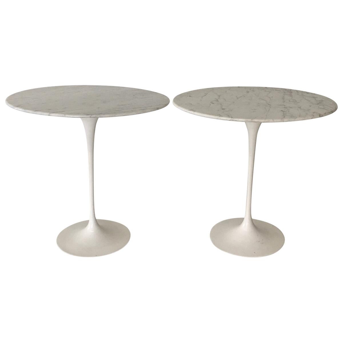 Eero Saarinen Style Oval "Tulip" Tables in Carrera Marble For Sale