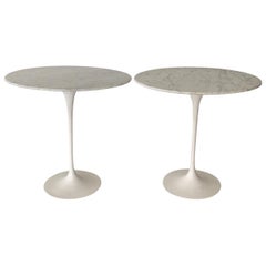 Eero Saarinen Style Oval "Tulip" Tables in Carrera Marble