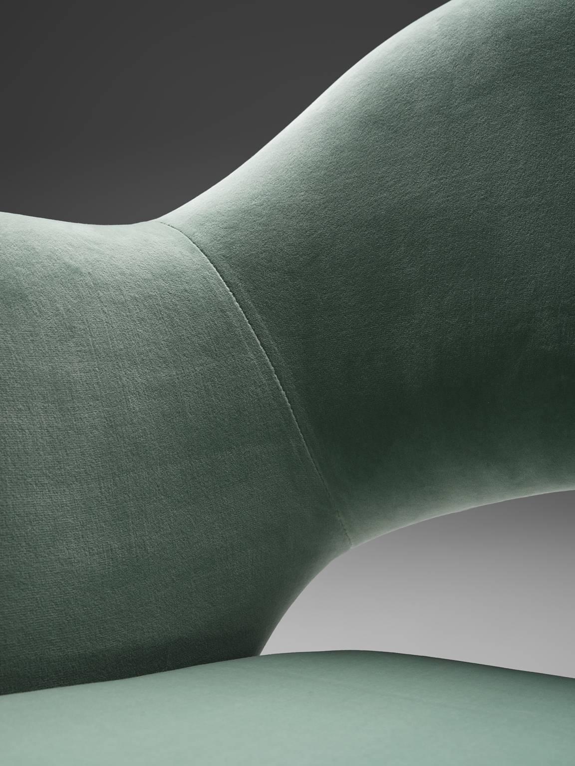 Eero Saarinen Set of Six Reupholstered Armchairs in Velvet and Metal 1