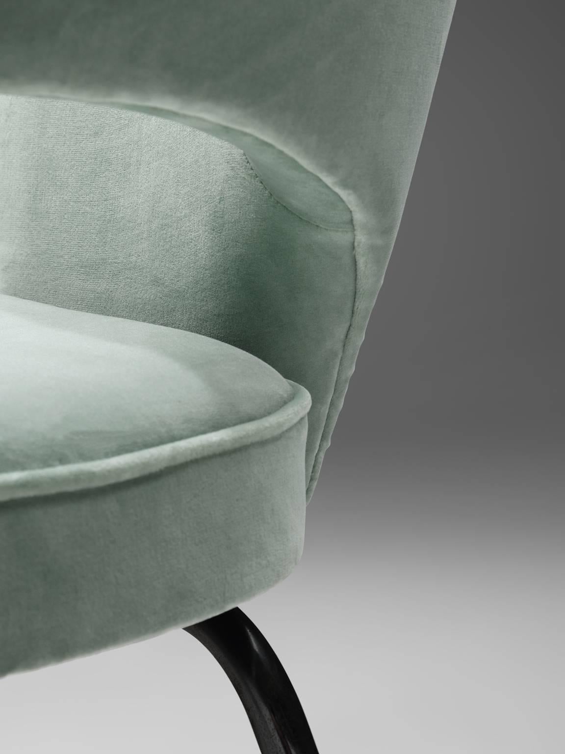 Eero Saarinen Set of Six Reupholstered Armchairs in Velvet and Metal 2