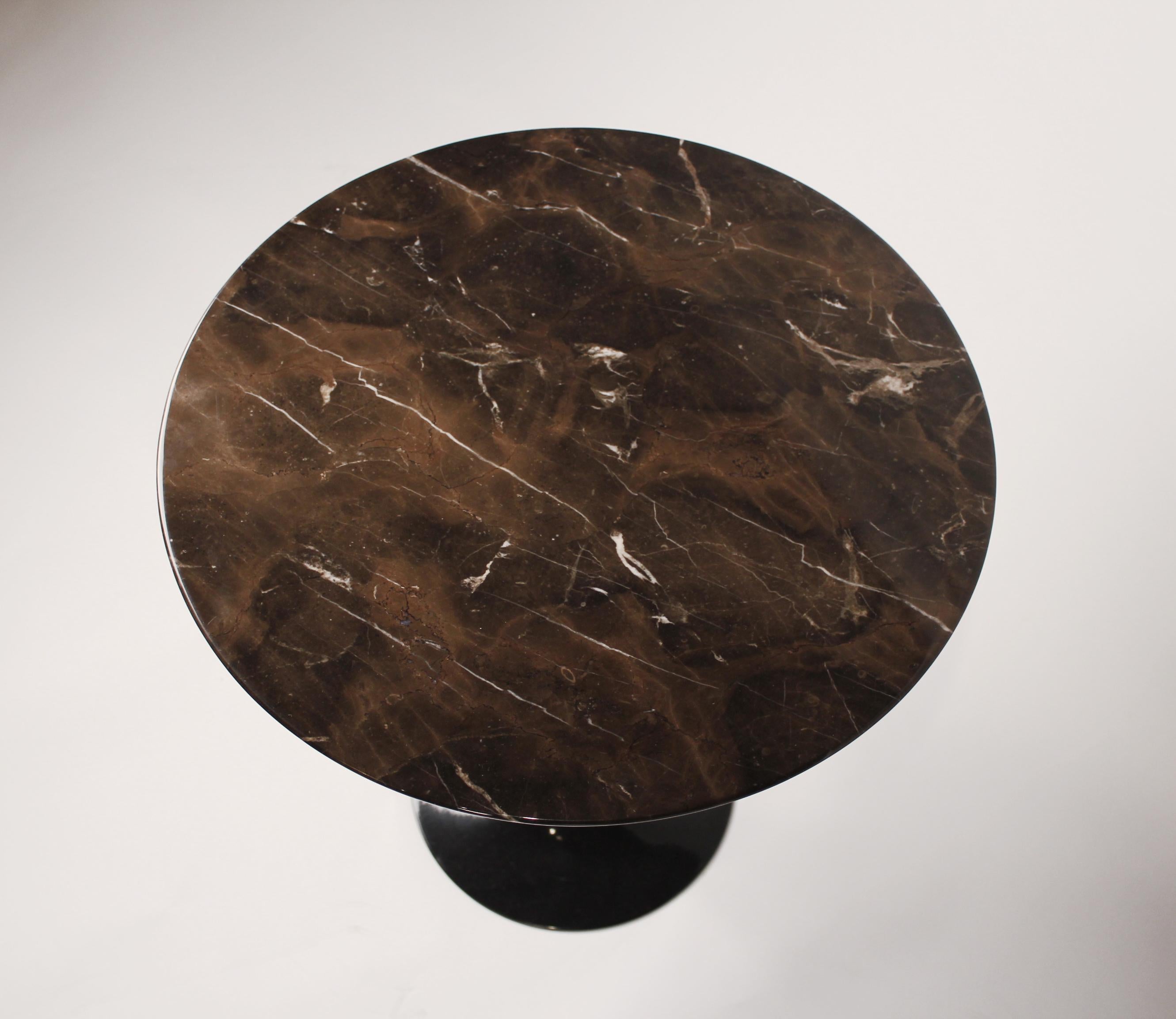 American Eero Saarinen Side Table for Knoll with Polished Espresso Marble Top