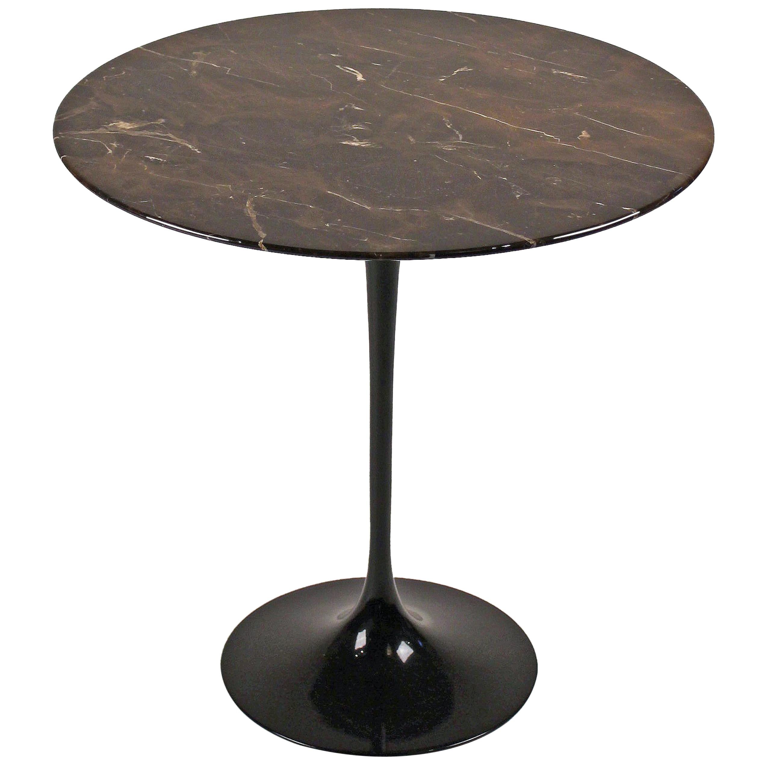 Eero Saarinen Side Table for Knoll with Polished Espresso Marble Top