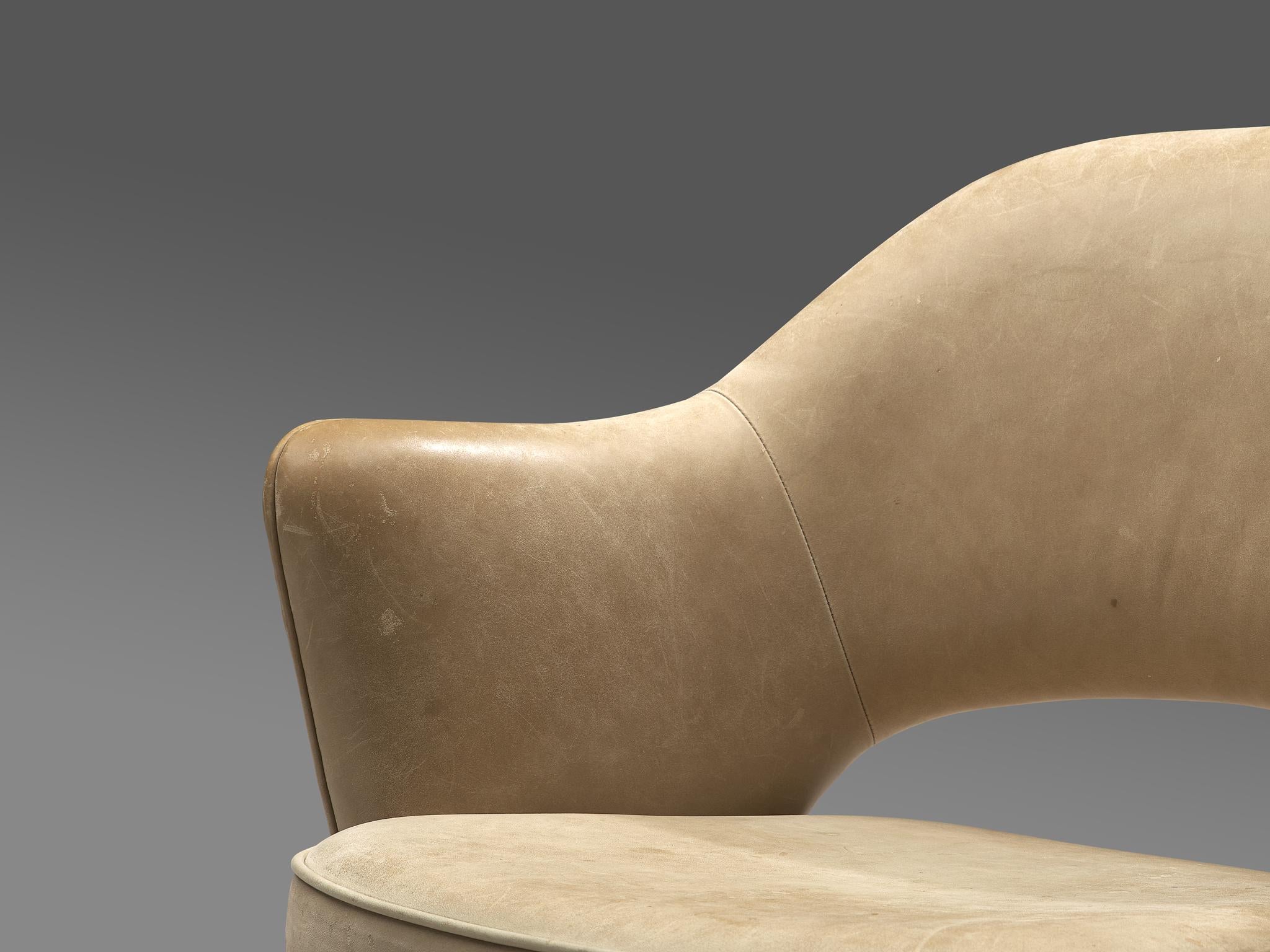 Eero Saarinen Six Armchairs in Light Beige Leather 1