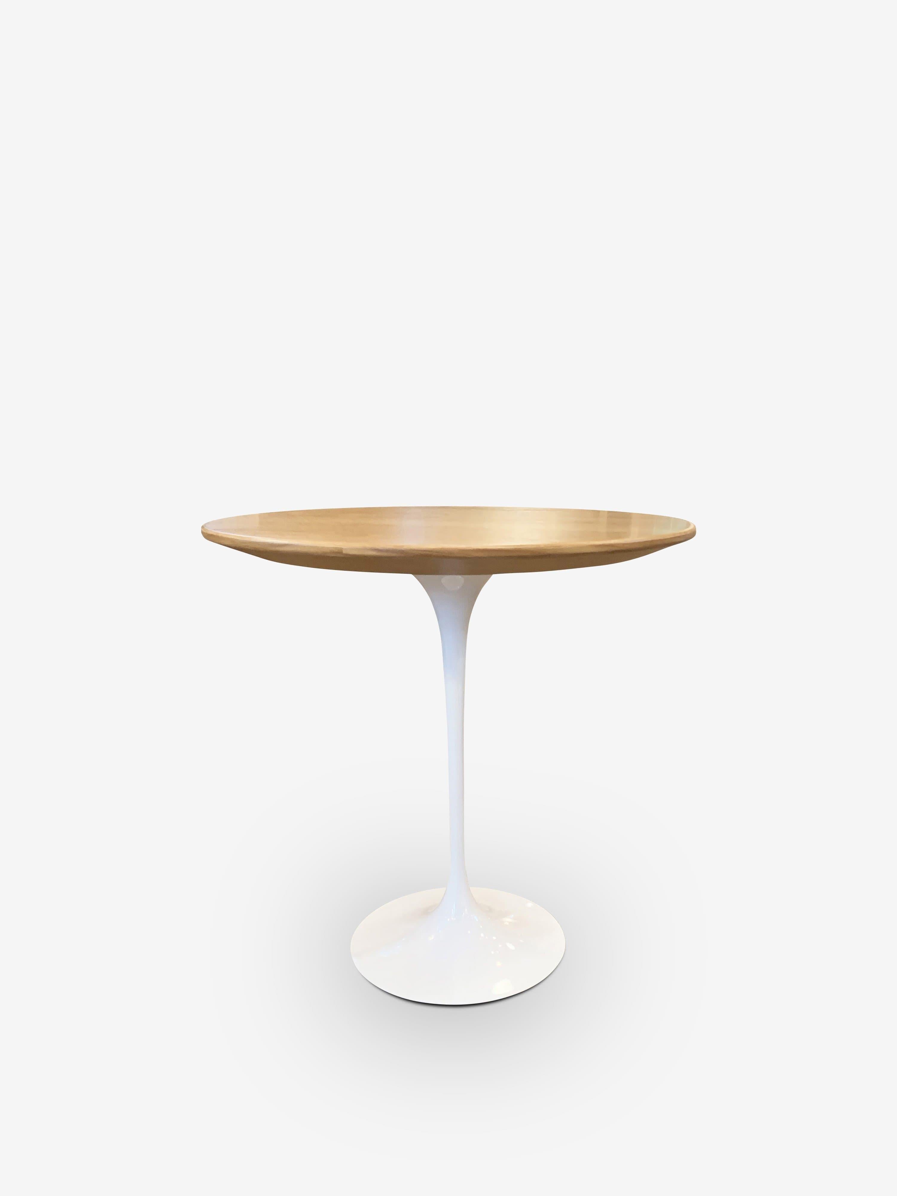American Eero Saarinen Small Round Table with Oak Top & White Base For Sale