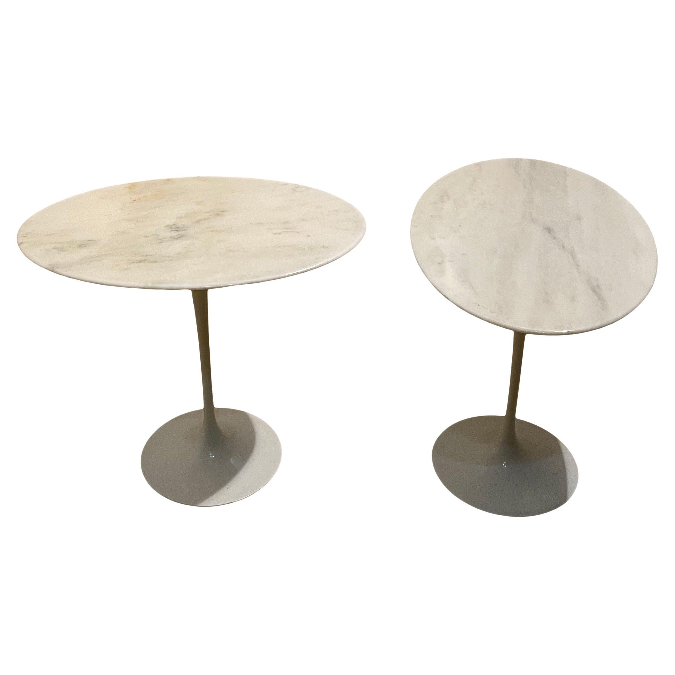 Eero Saarinen Space Age Marble Tulip Nightstand for Knoll, 1967, Set of 2