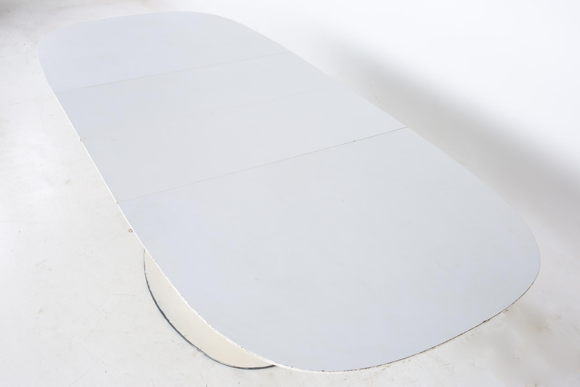 Eero Saarinen Style Burke Mid Century Expanding Oval Tulip Base Dining Table 3