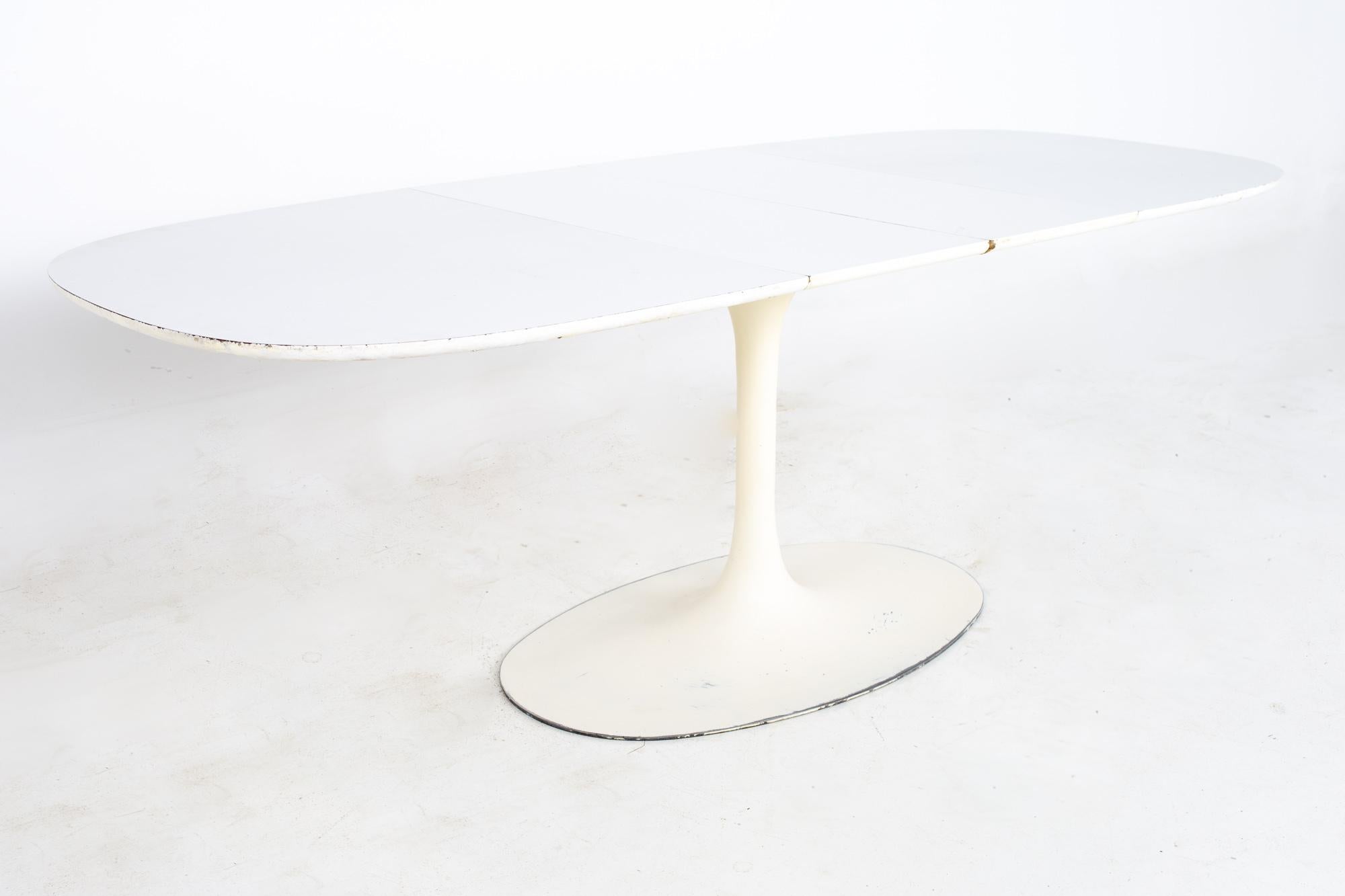 Eero Saarinen Style Burke Mid Century Expanding Oval Tulip Base Dining Table 4
