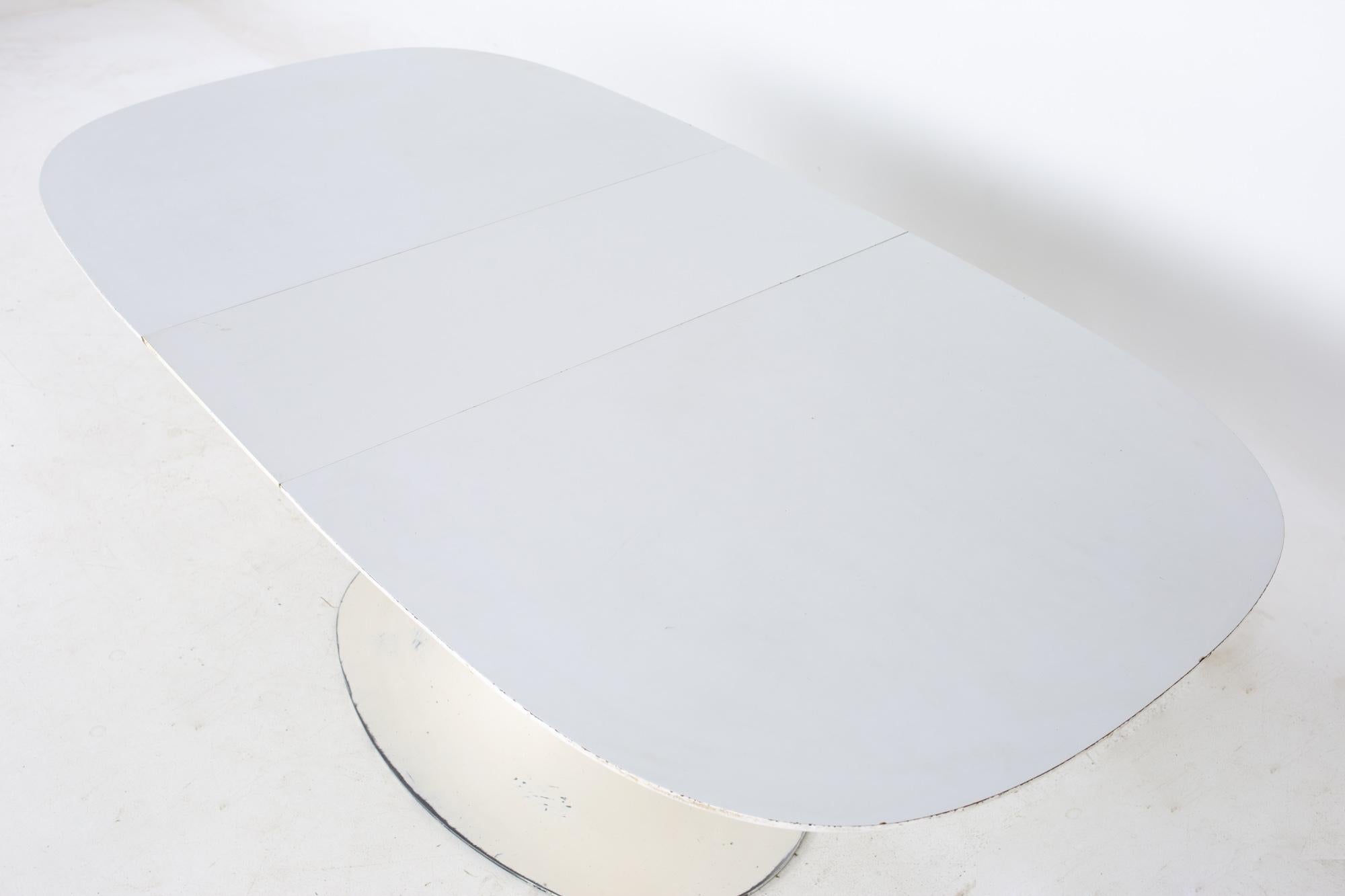 Eero Saarinen Style Burke Mid Century Expanding Oval Tulip Base Dining Table 7