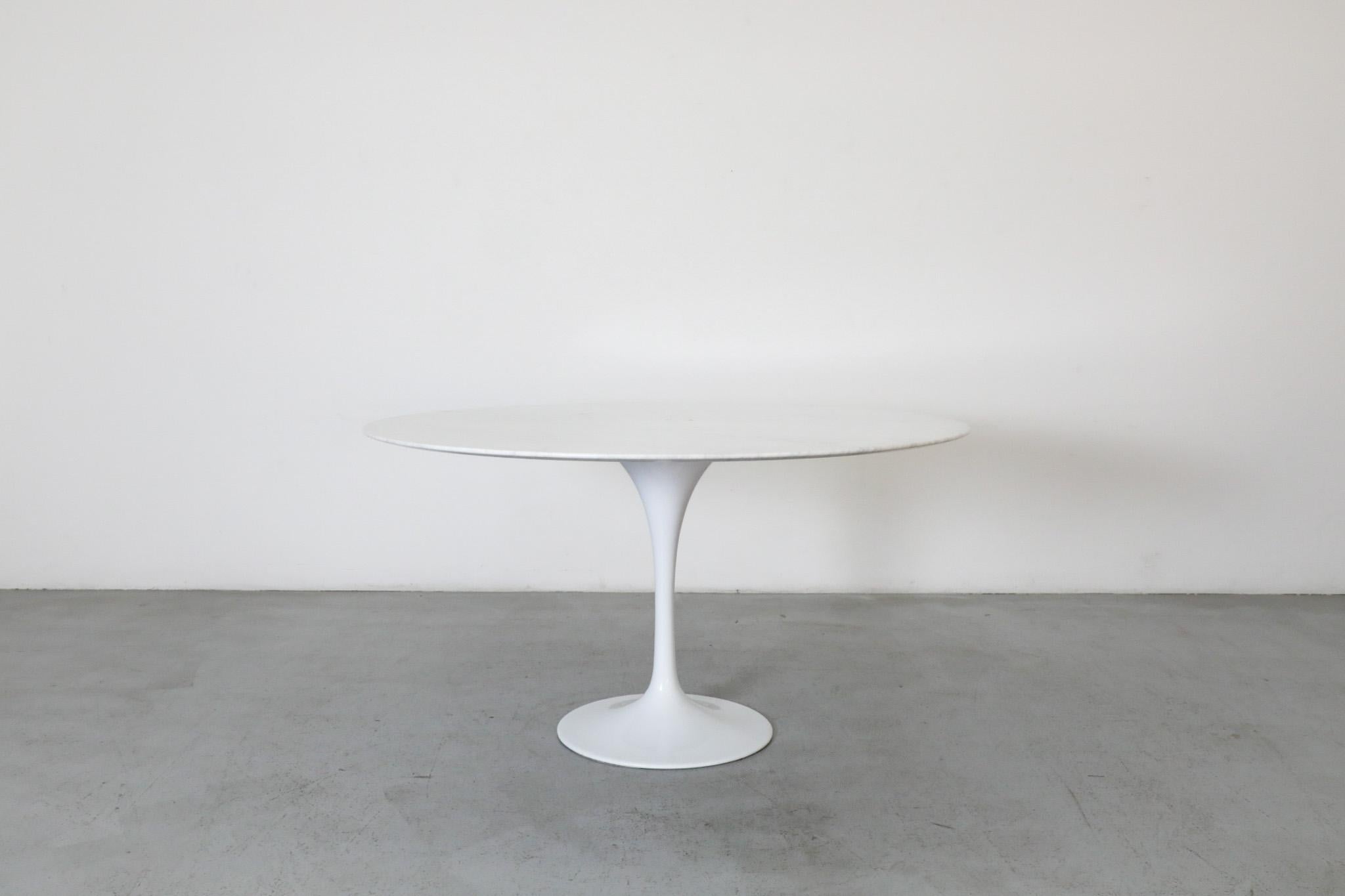 Mid-Century Modern Eero Saarinen Style Marble Dining Table with White Tulip Base by France & Sons