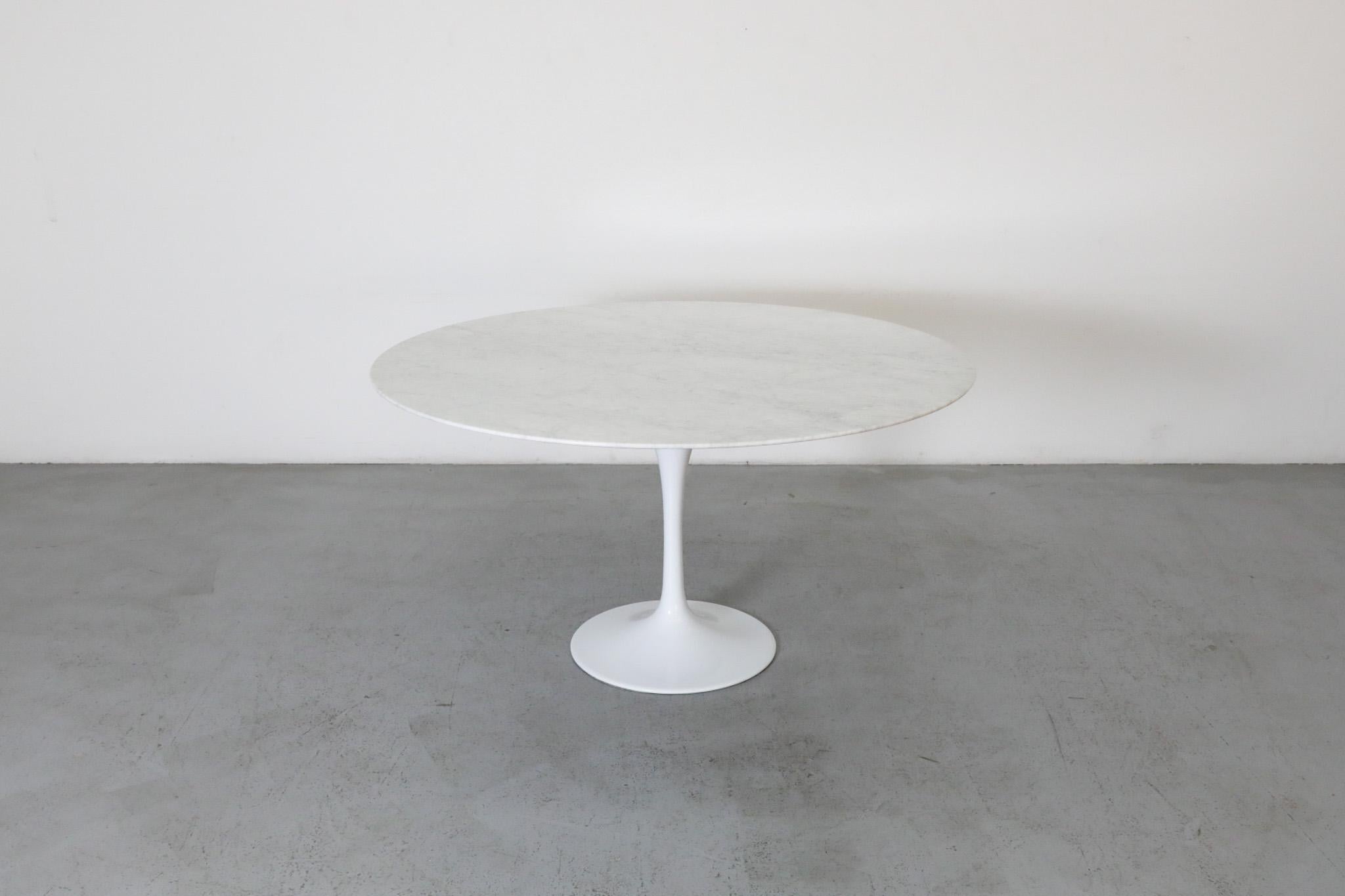 Dutch Eero Saarinen Style Marble Dining Table with White Tulip Base by France & Sons