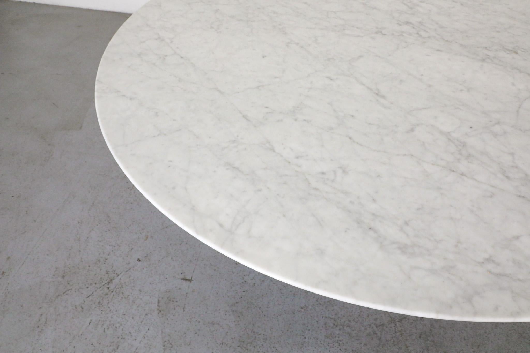 20th Century Eero Saarinen Style Marble Dining Table with White Tulip Base by France & Sons