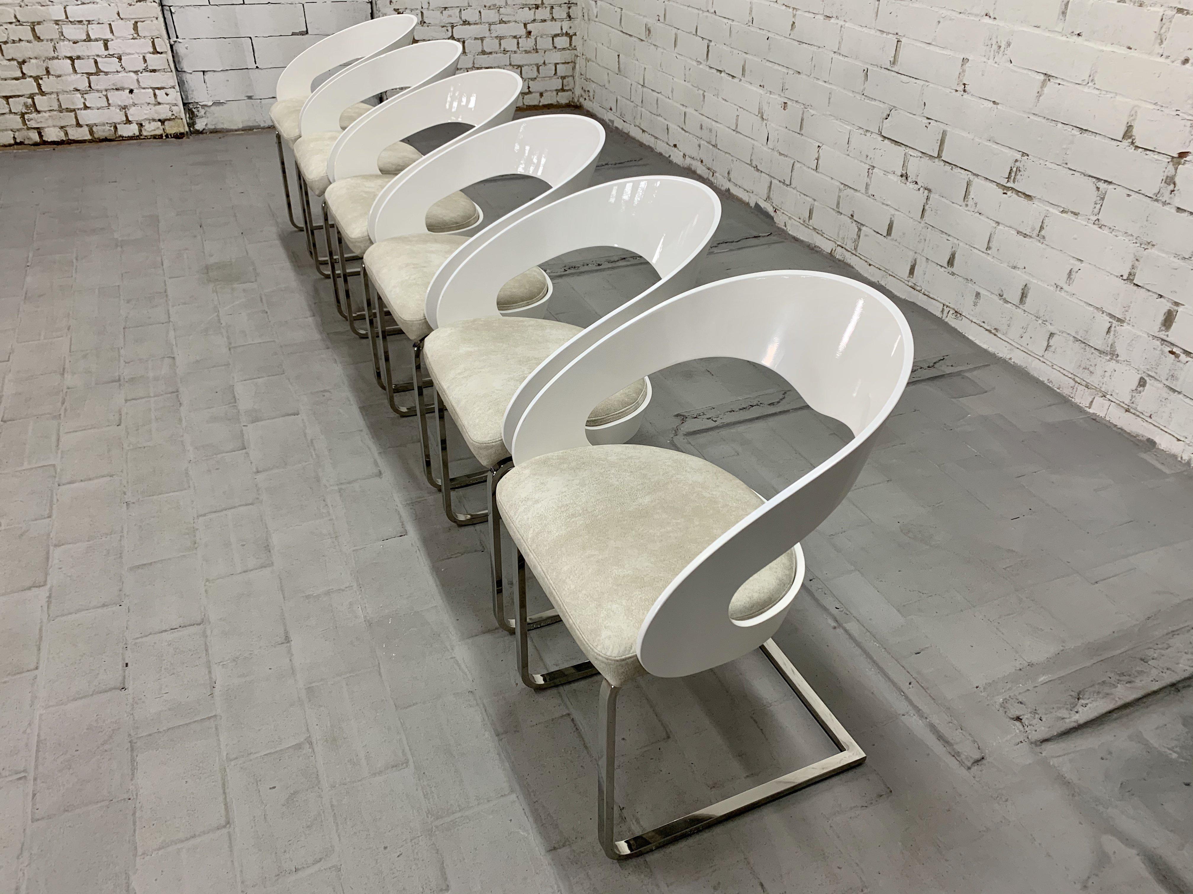 Belgian Eero Saarinen Styled Contemporary Dining Chairs - Set of 6 For Sale
