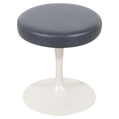 Vintage Eero Saarinen Swiveling Tulip Stool with Grey Leather for Knoll