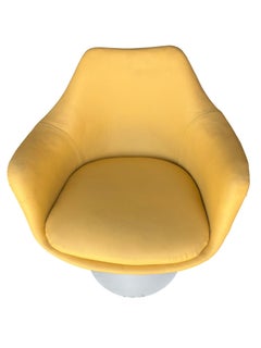 Eero Saarinen Yellow Leather Tulip Arm Chair Pedestal Collection by Knoll
