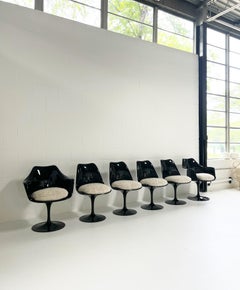 Eero Saarinen Tulip Chairs with Custom Shearling Cushions, Set of 6