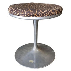 Mid Century Chrome Stool with Leopard Print Seat
