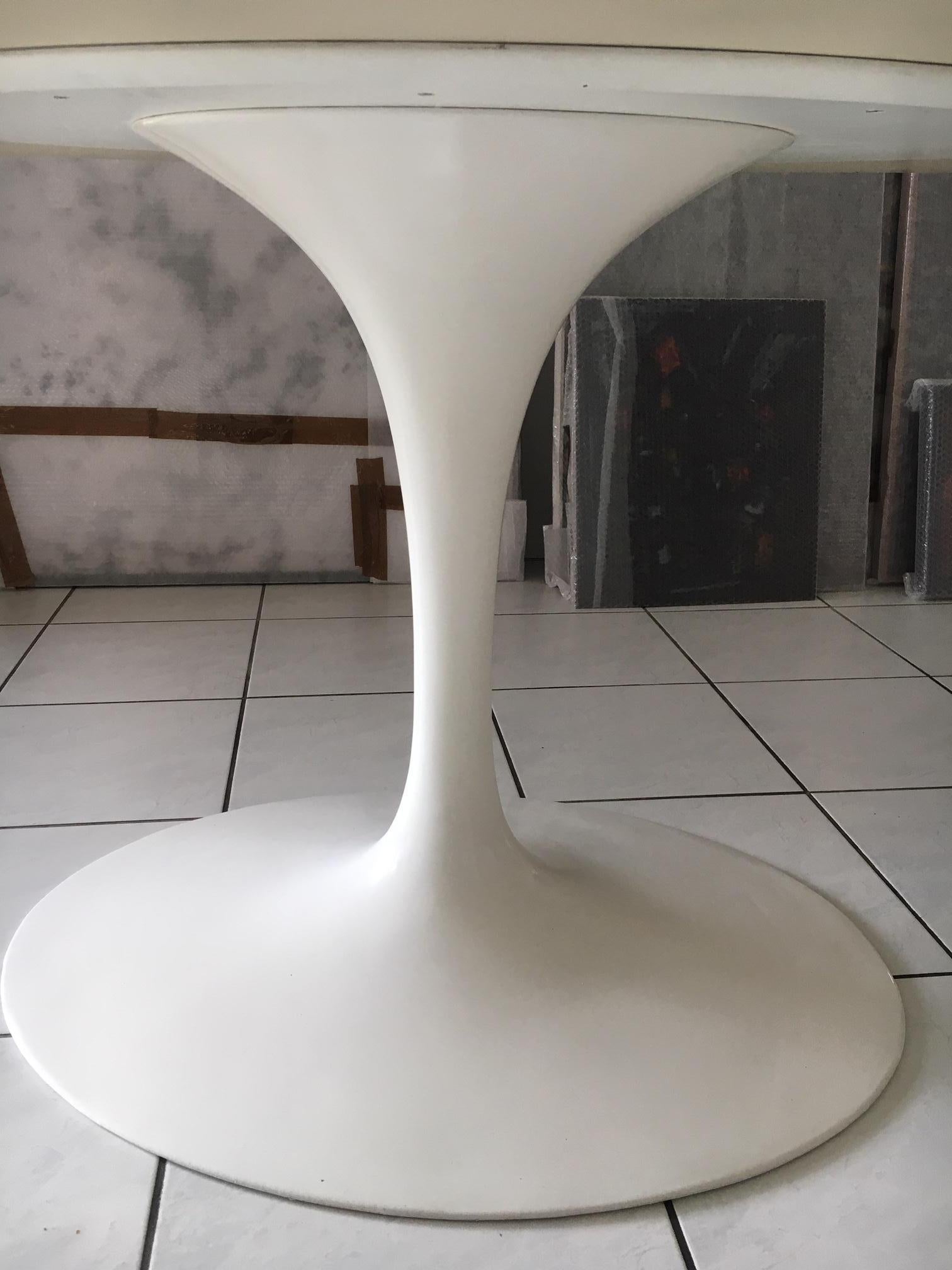 white oval tulip table