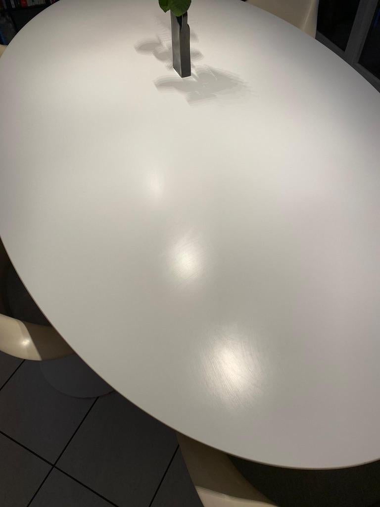 Eero Saarinen Tulip Oval White Laminate Dining Table by Knoll 1