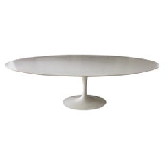 Eero Saarinen Tulip Oval White Laminate Dining Table by Knoll