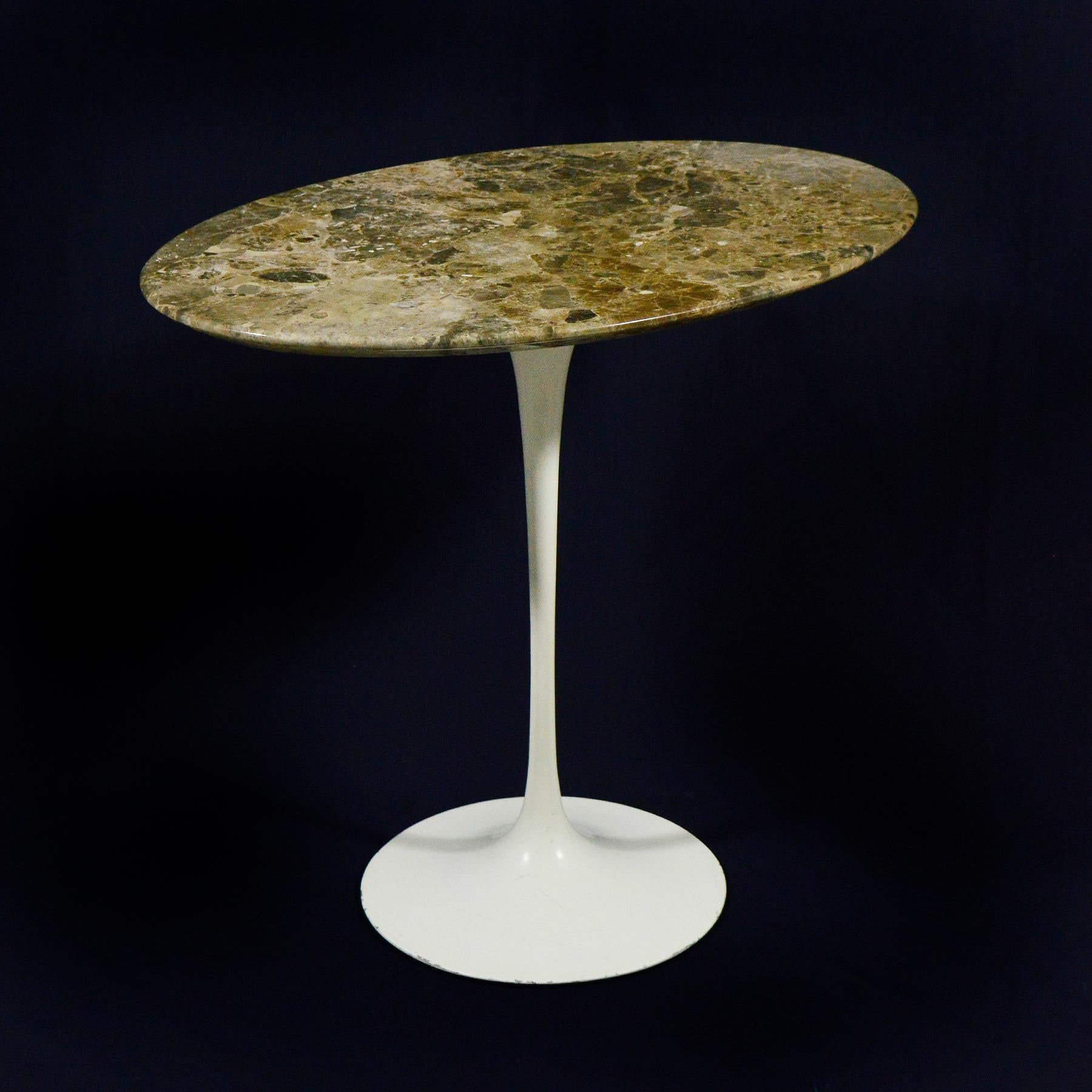 Aluminum Eero Saarinen Tulip Side Table with Marble Top