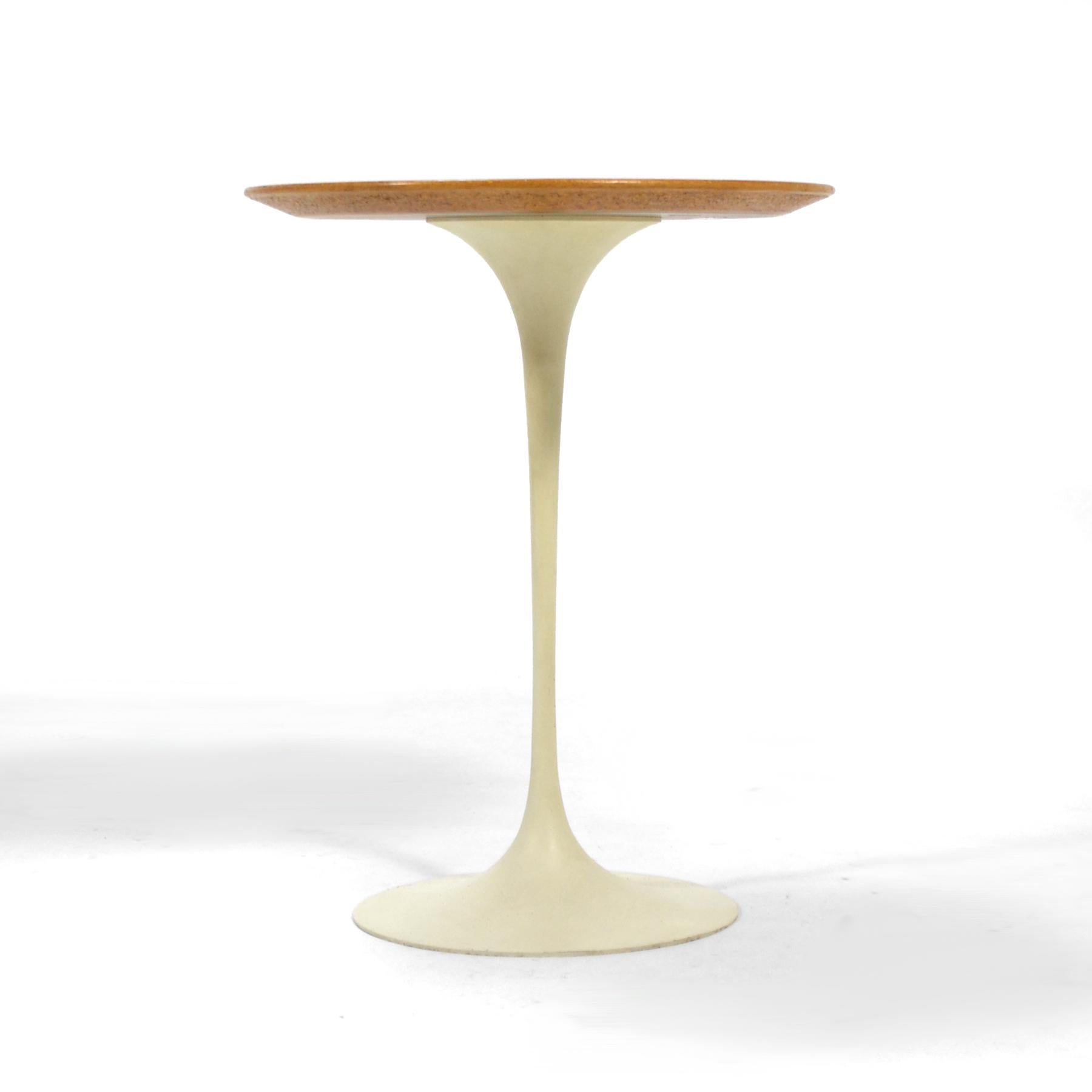 Aluminum Eero Saarinen Tulip Side Table with Oak Top