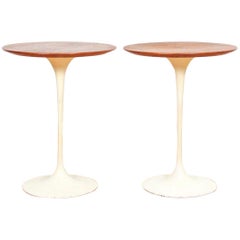 Vintage Eero Saarinen Tulip Side Tables for Knoll in Walnut