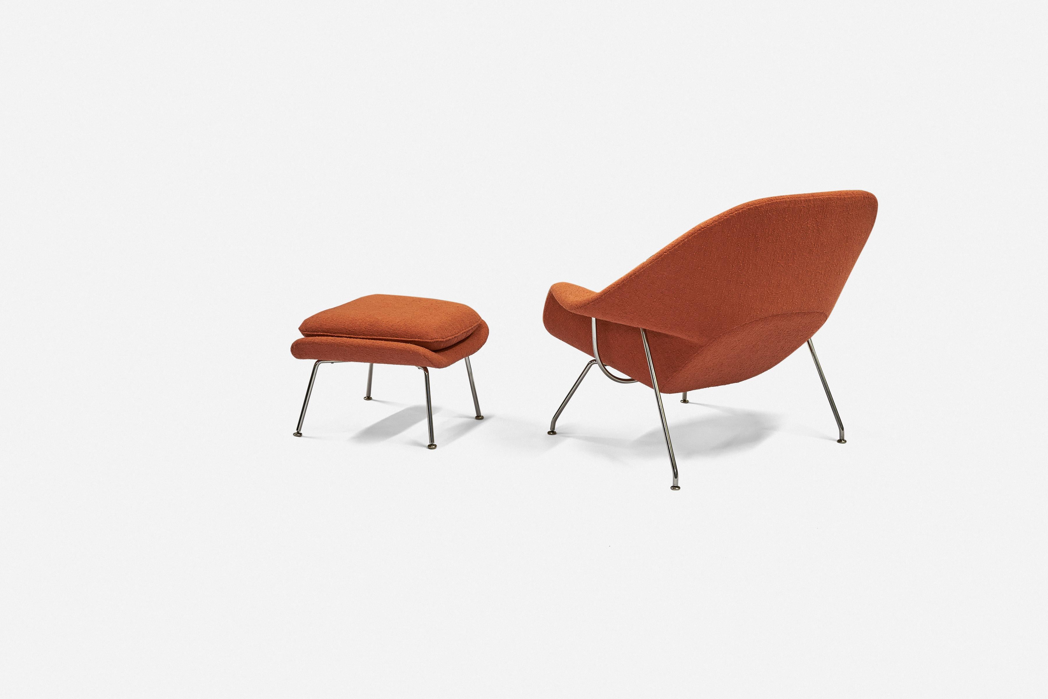 Plated Eero Saarinen vintage Womb Chair and Ottoman for Knoll
