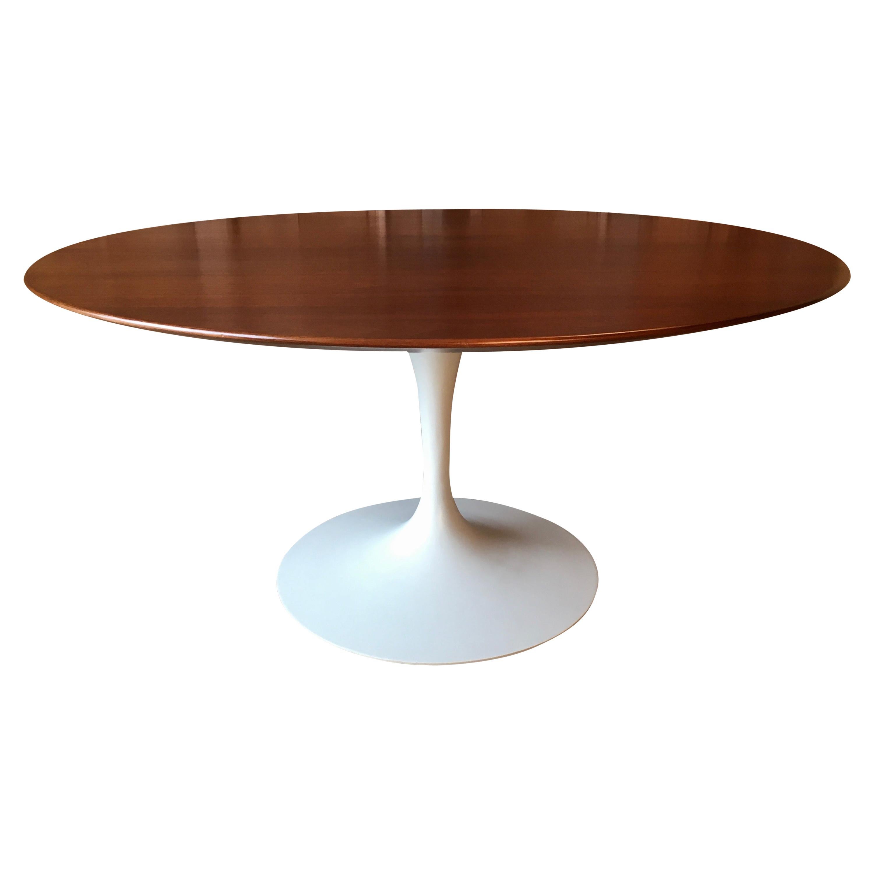 Eero Saarinen Walnut and Off-White Tulip Dining Table for Knoll