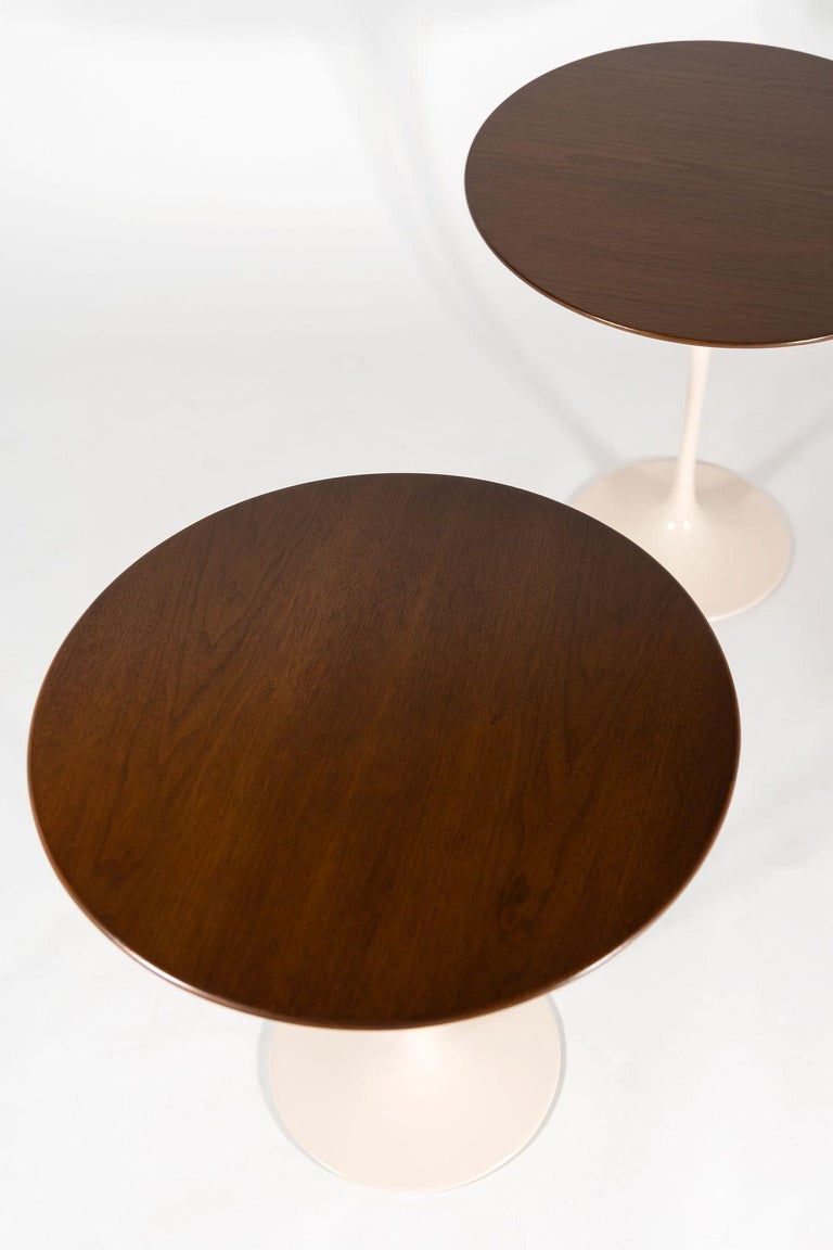 North American Eero Saarinen Walnut Tulip Side Table for Knoll with Walnut Tops For Sale