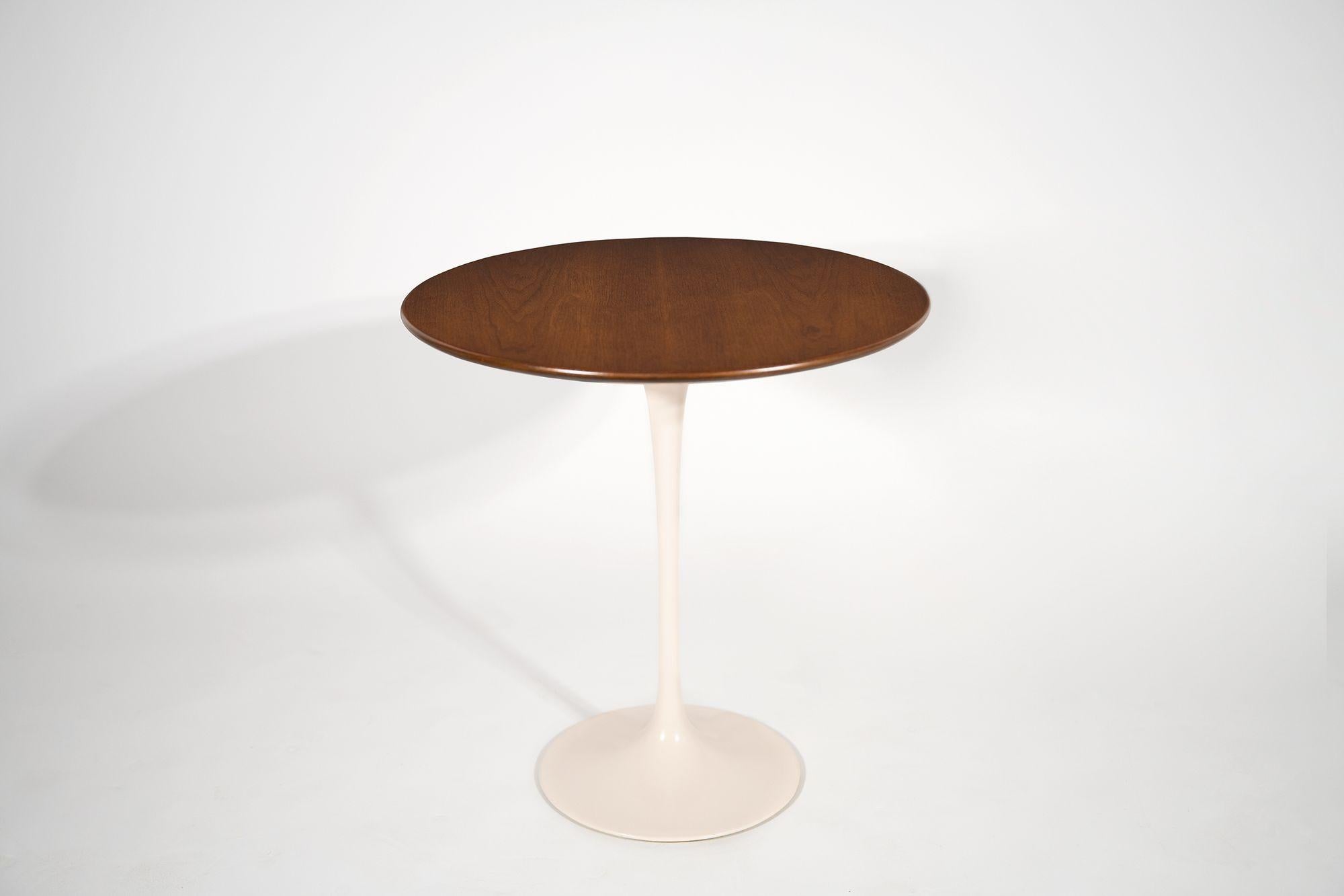 North American Eero Saarinen Walnut Tulip Side Table for Knoll with Walnut Tops