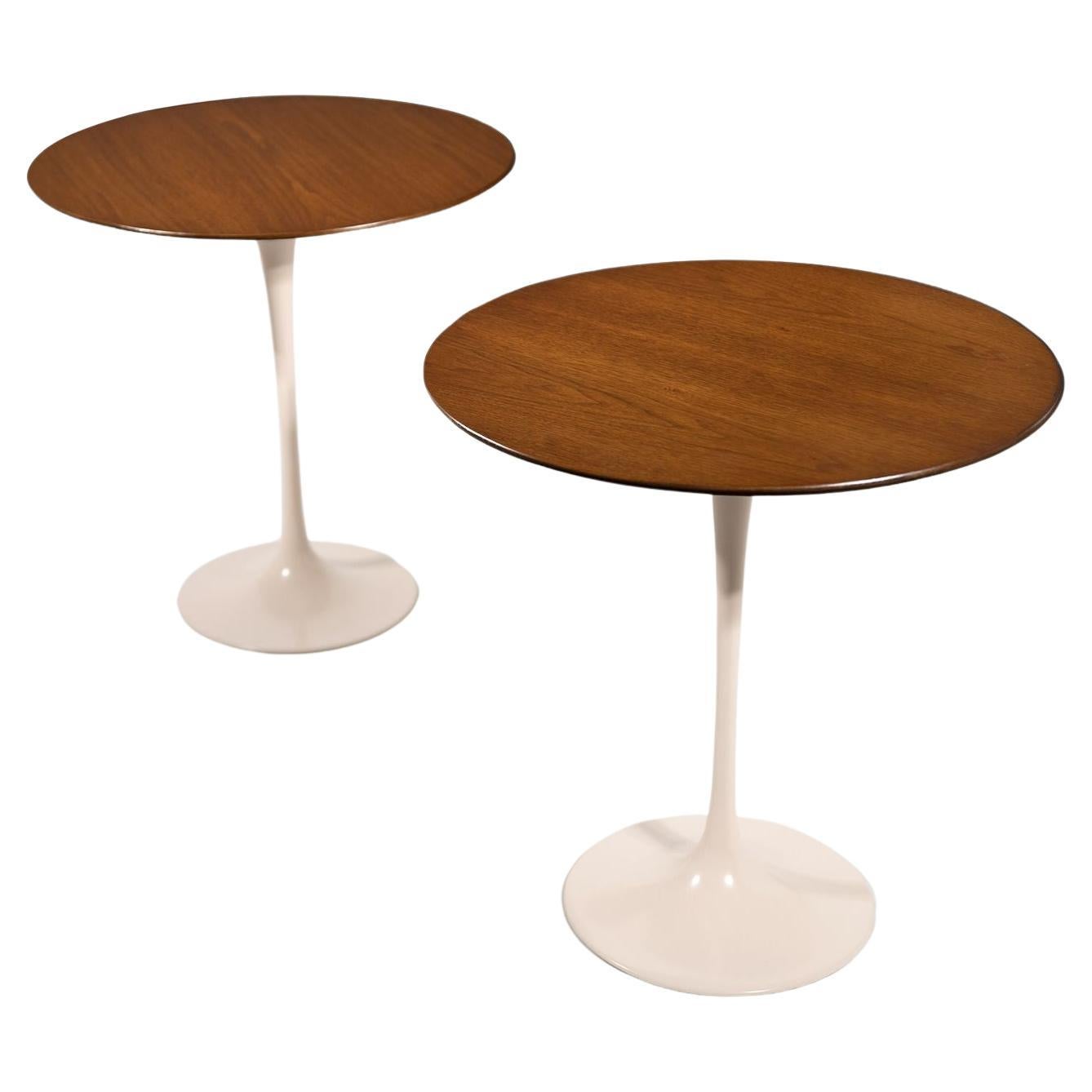 Eero Saarinen Walnut Tulip Side Table for Knoll with Walnut Tops