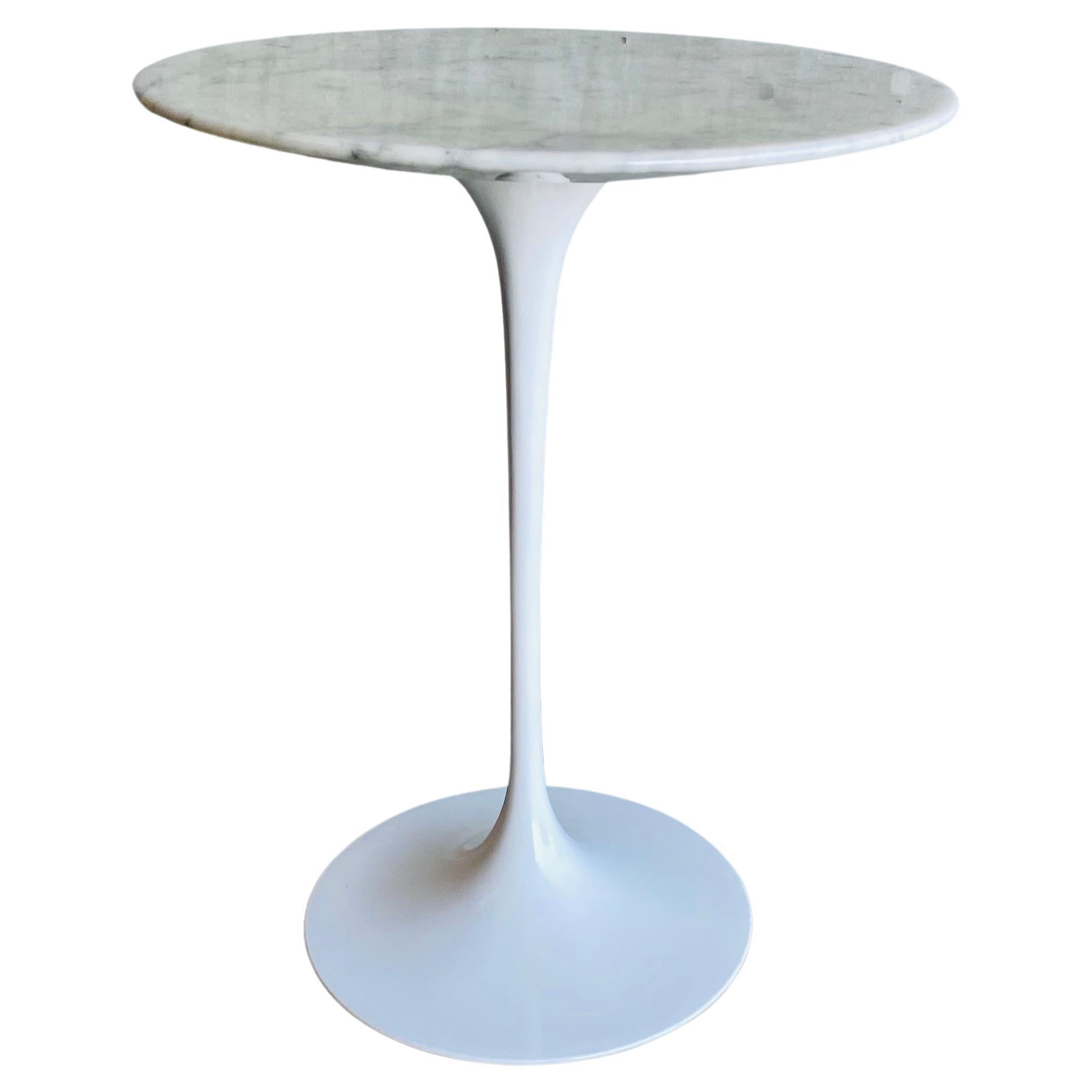 Eero Saarinen White Carrara Marble Tulip Side Table by Knoll, 1960
