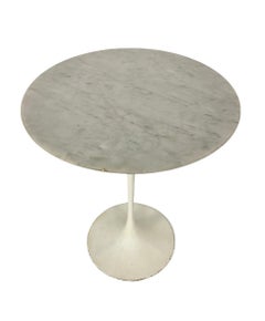 Eero Saarinen White Carrara Marble Tulip Side Table by Knoll