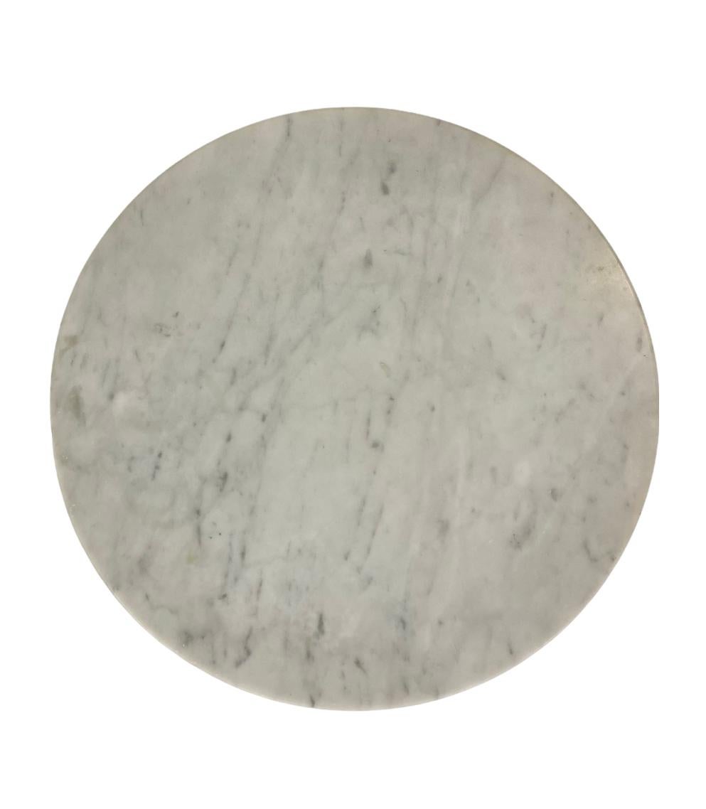 Iron Eero Saarinen White Carrara Marble Tulip Side Table by Knoll For Sale