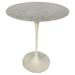 Vintage Eero Saarinen White Carrara Marble Tulip Side Table by Knoll