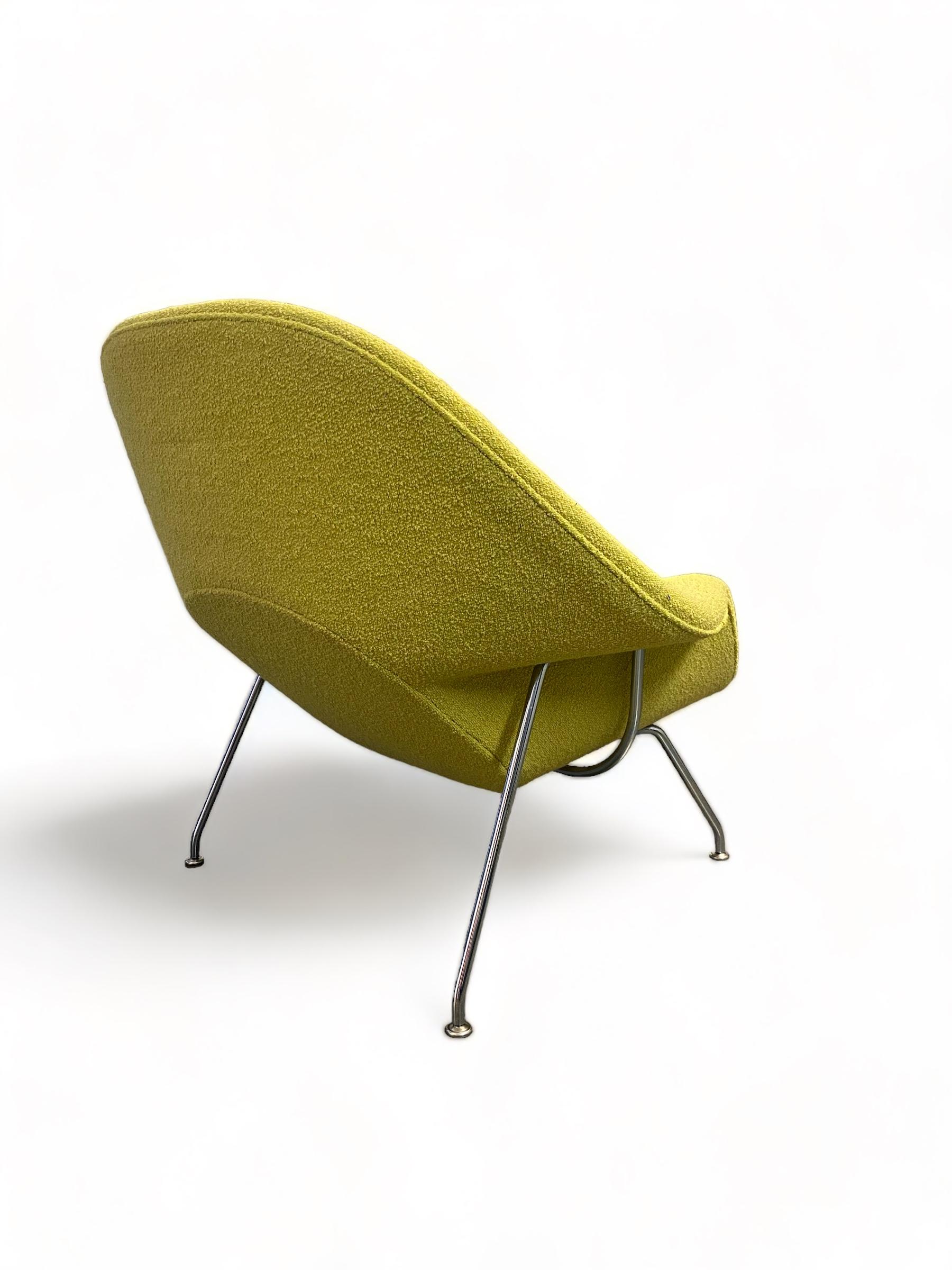 Contemporary Eero Saarinen Womb Chair and Ottoman for Knoll, Boucle