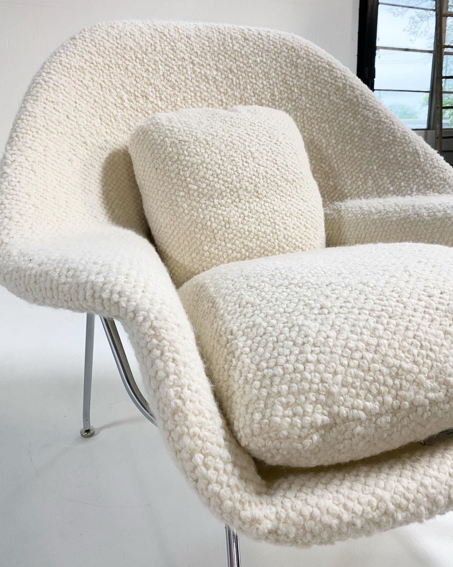 boucle chair and ottoman