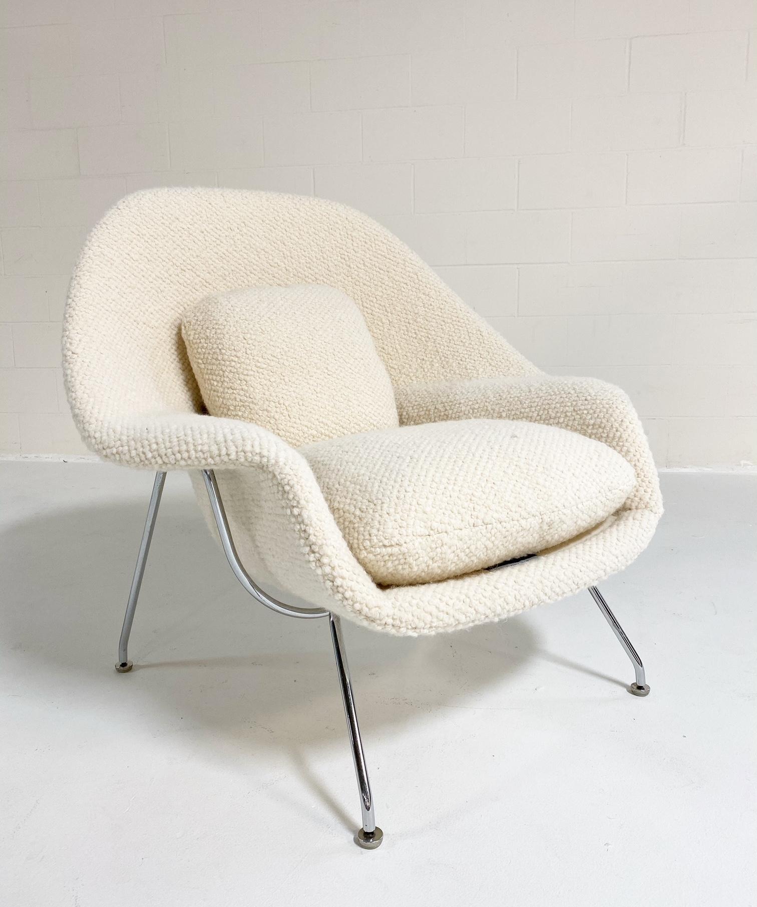 boucle chair with ottoman