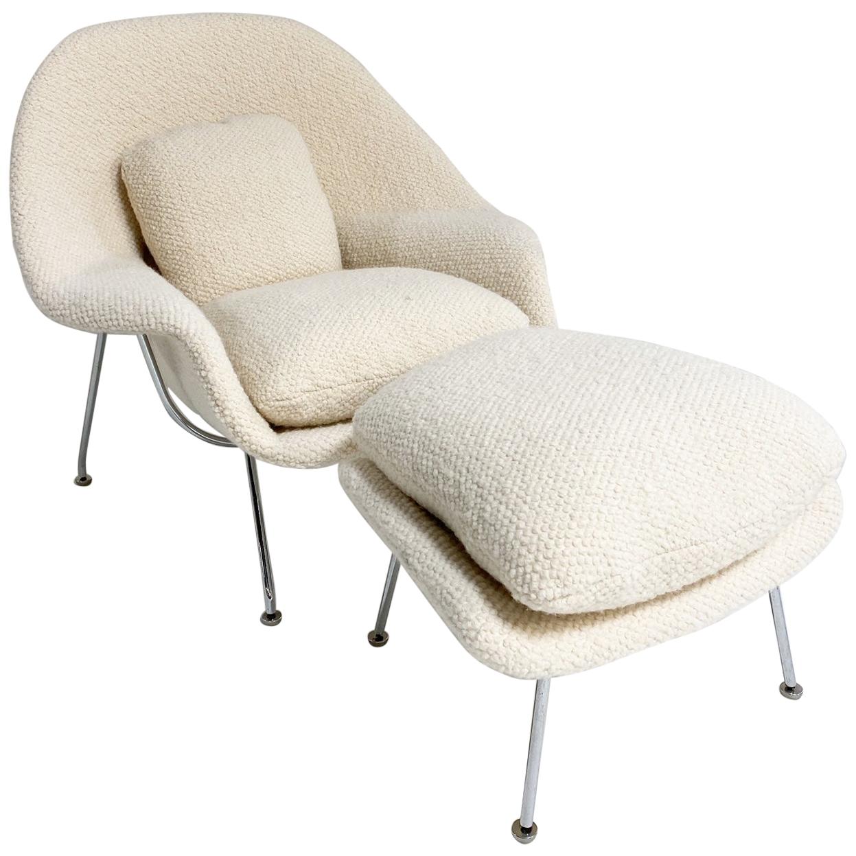 Eero Saarinen Womb Chair and Ottoman in Dedar Boucle