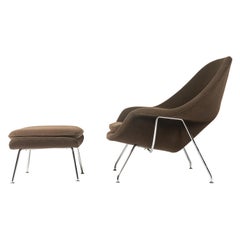 Eero Saarinen Womb Chair and Ottoman in Original Pumpernickel Boucle