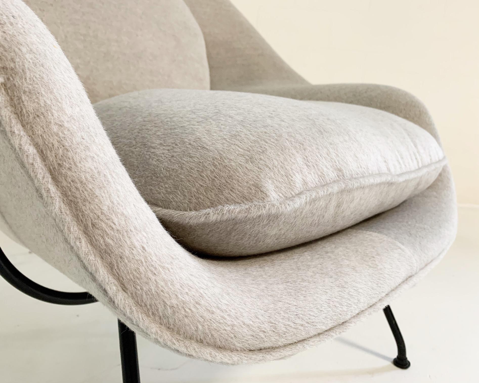 “Eero Saarinen designed the groundbreaking womb chair at Florence Knoll's request for ‘a chair that was like a basket full of pillows - something she could really curl up in.’ This midcentury Classic supports countless positions and offers a