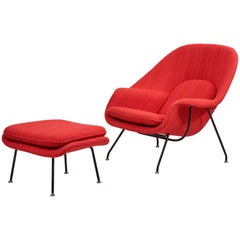 Eero Saarinen Womb Chair with Ottoman by Knoll in Knoll Dynamic Fabric