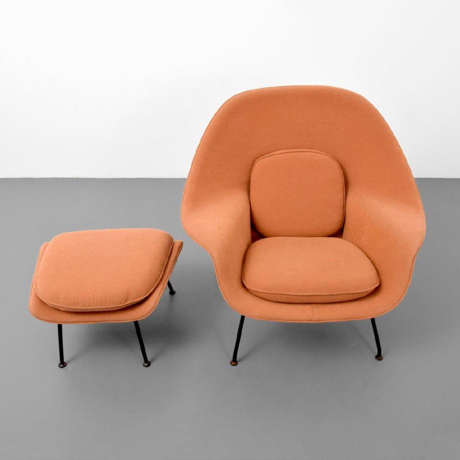 Fauteuil de salon et repose-pieds Eero Saarinen Womb, États-Unis, années 1960 Bon état à Miami, FL